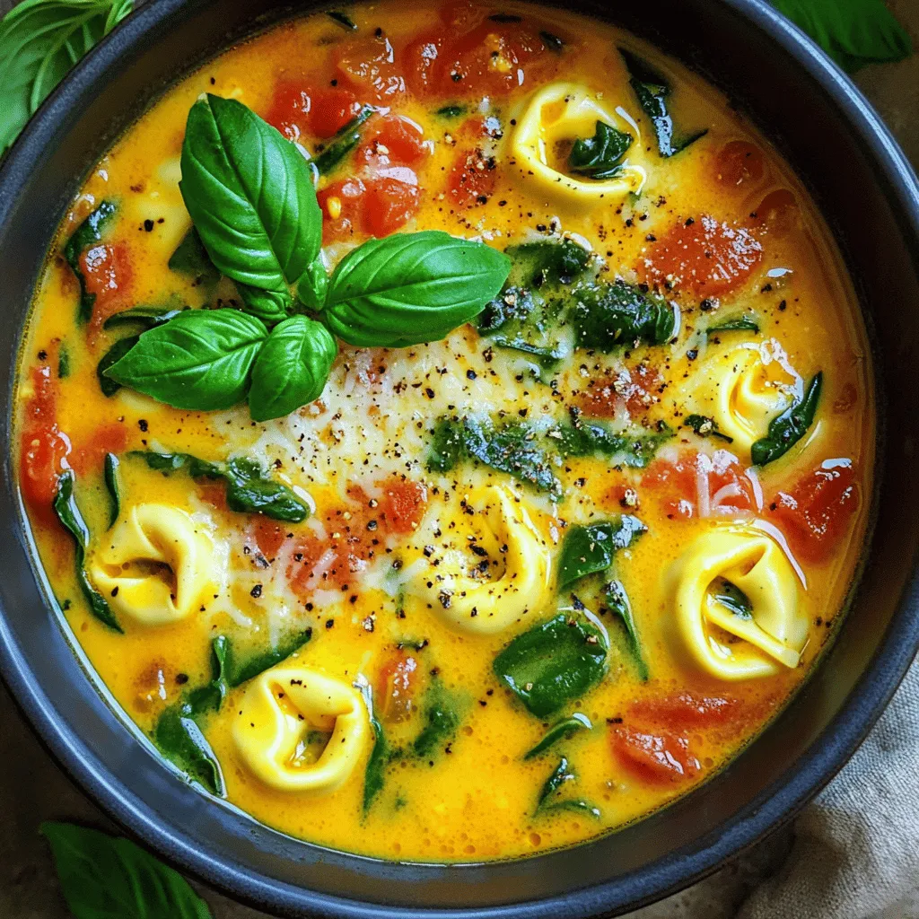Creamy Tomato Spinach Tortellini Soup Delight