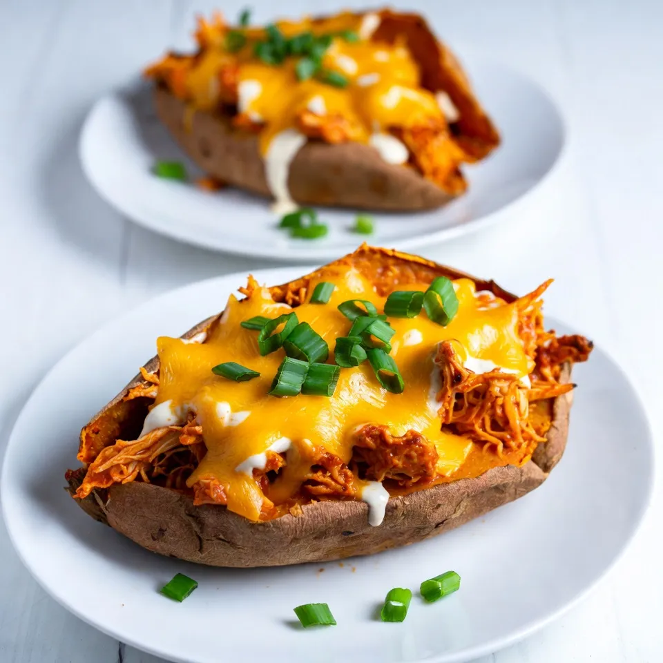 Buffalo Chicken Stuffed Sweet Potatoes Delightful Meal