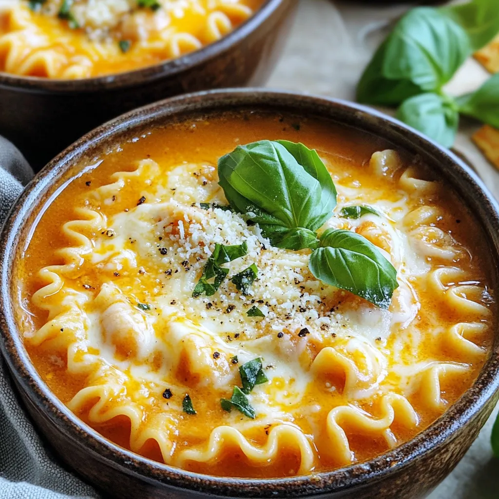 One-Pot Creamy Garlic Parmesan Lasagna Soup Delight