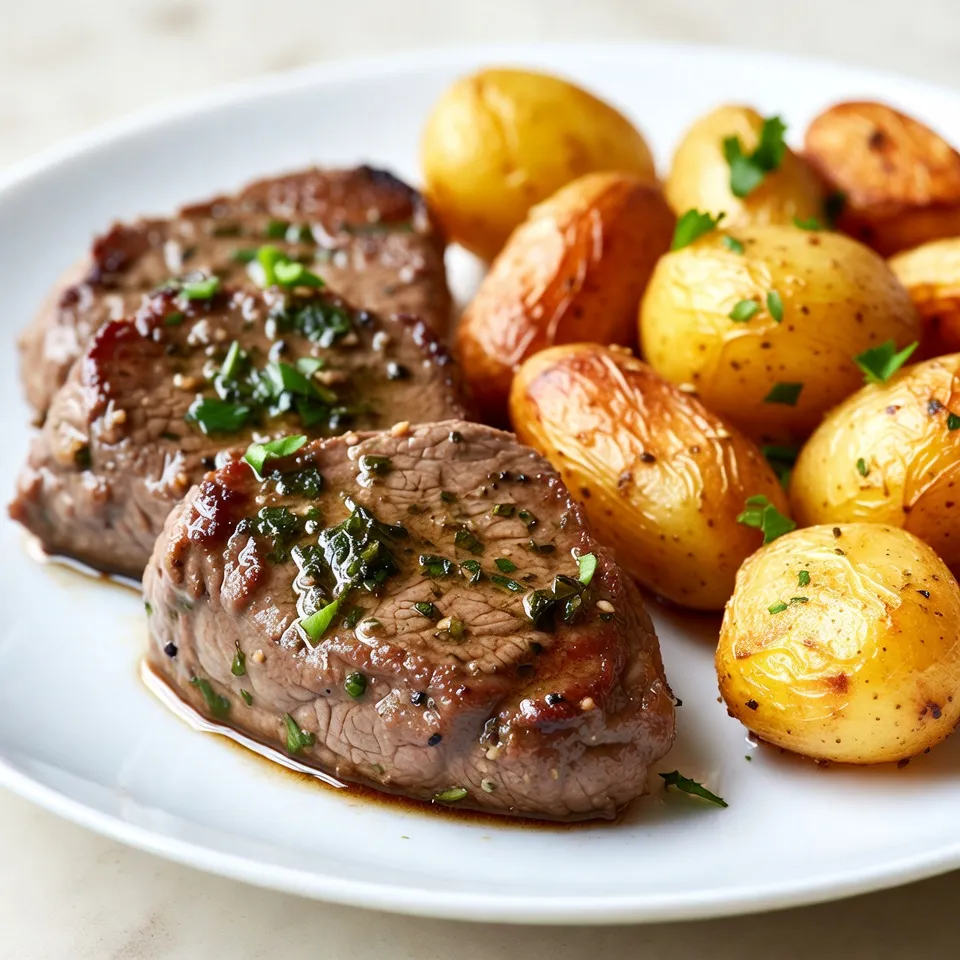 Garlic Herb Steak Bites with Potatoes Delight