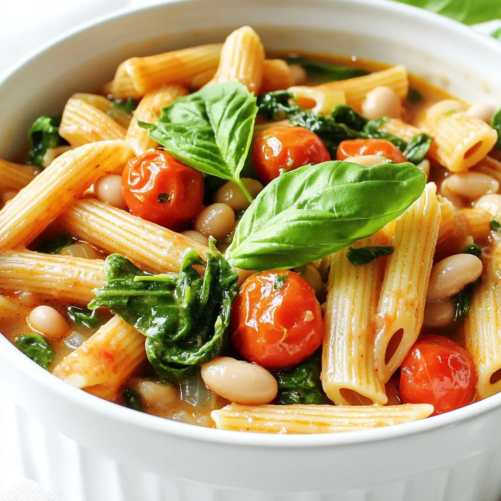 One Pot Tuscan White Bean Pasta Simple and Tasty Dish