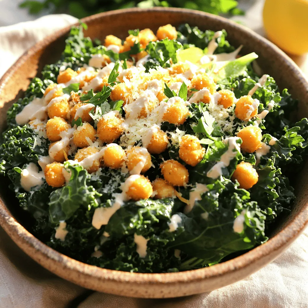 Kale Caesar Salad with Crispy Chickpeas Delight