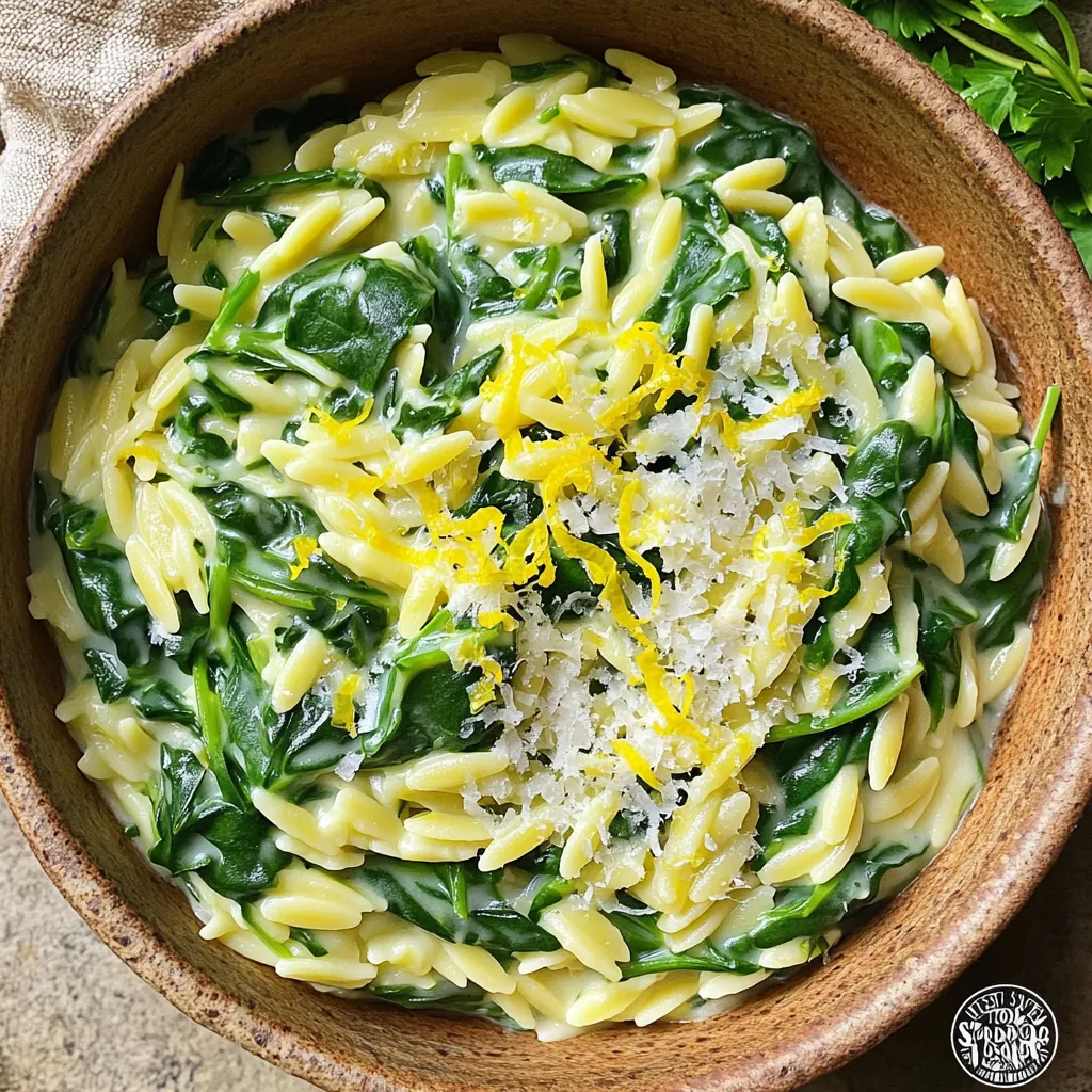 One Pot Creamy Lemon Spinach Orzo Delightful Dish
