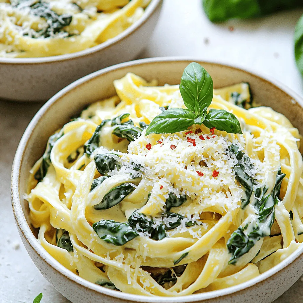 One-Pot Alfredo Spinach Pasta Quick and Easy Meal