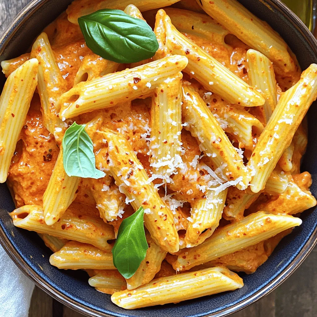 Creamy Roasted Red Pepper Hummus Pasta Delight