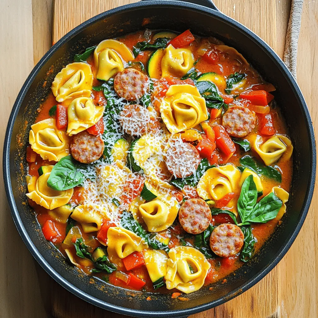 Tuscan Turkey Sausage Tortellini Skillet Comfort Dish