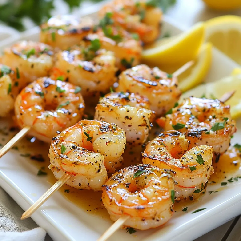 Lemon Garlic Grilled Shrimp Skewers Fresh and Tasty Dish