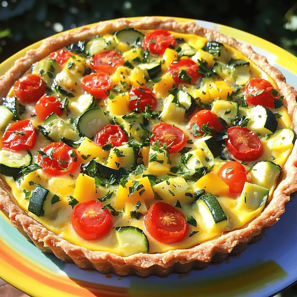 To make a tasty vegetable quiche, you need some fresh and colorful ingredients. Here