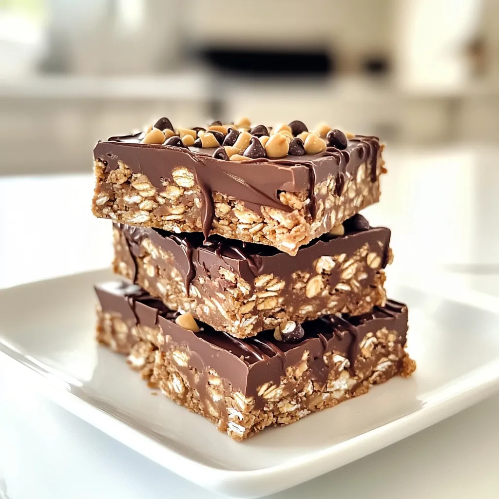 No-Bake Chocolate Peanut Butter Oat Bars Recipe