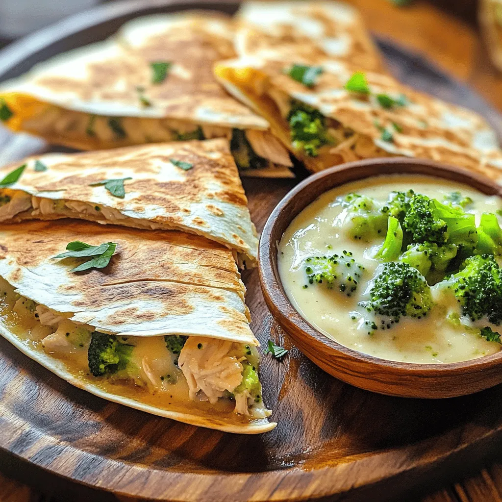 Chicken and Broccoli Alfredo Quesadilla Delight