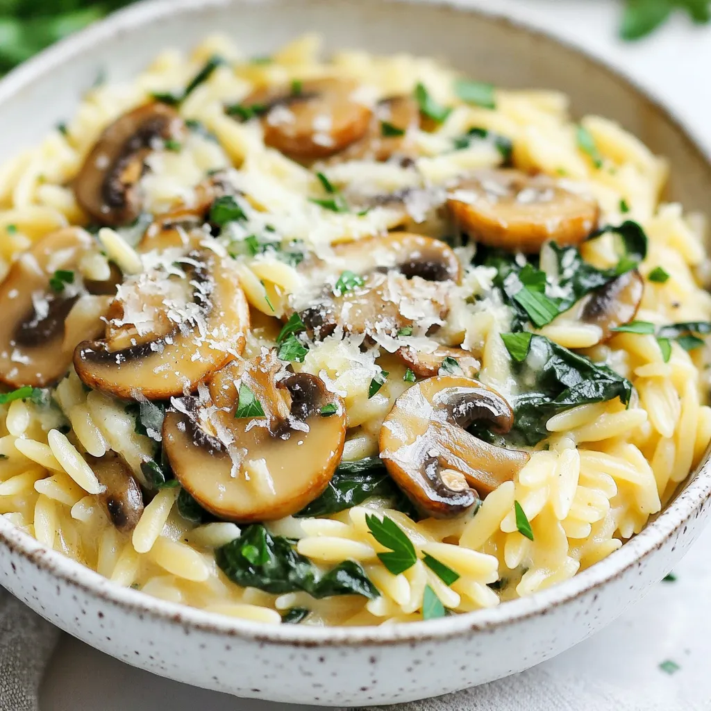 Creamy Mushroom Spinach Orzo Simple and Tasty Dish