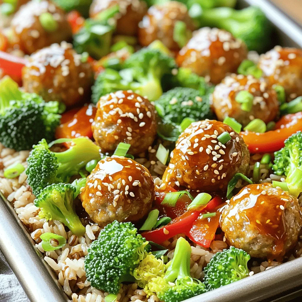Sheet-Pan Honey Sriracha Meatball Bowls Delight