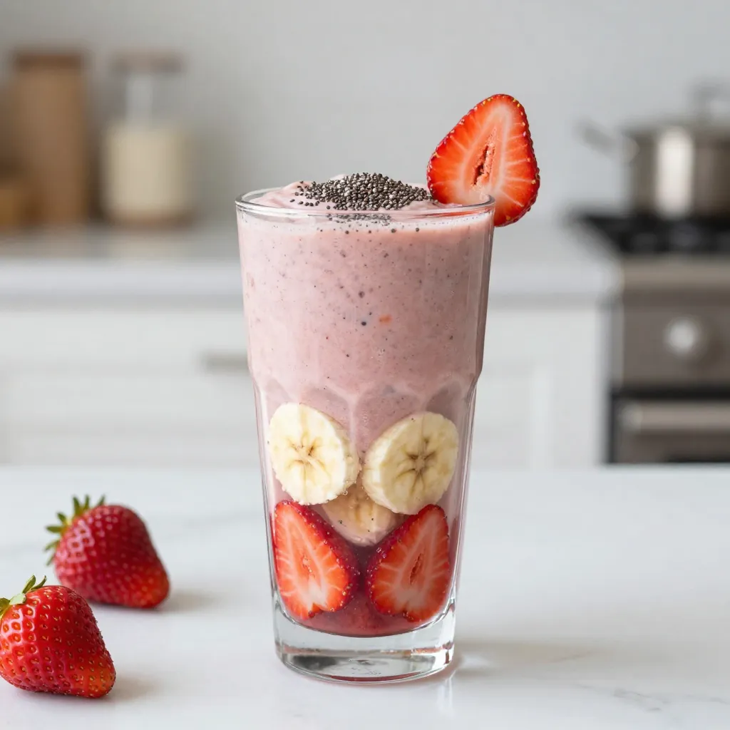 Strawberry Banana Smoothie Refreshing Healthy Drink