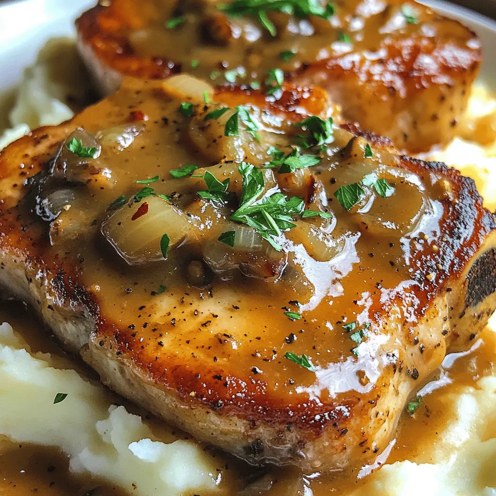 To make irresistible smothered boneless pork chops, gather these fresh ingredients: