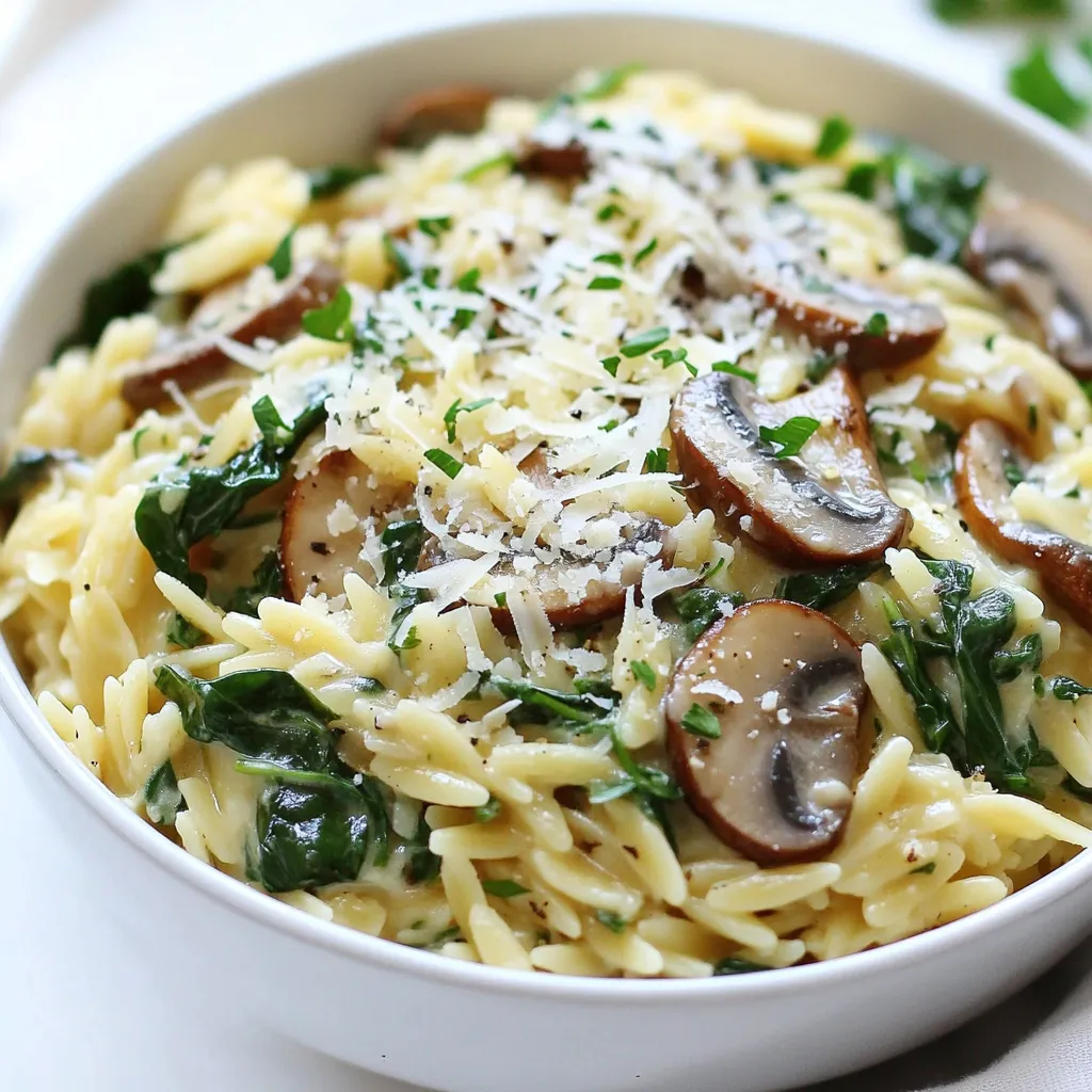 Creamy Spinach Mushroom Orzo Flavorful Dinner Idea