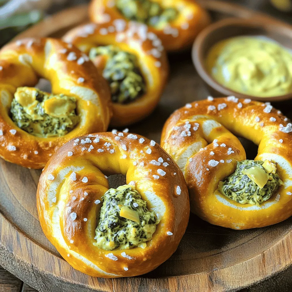Spinach Artichoke Dip Stuffed Pretzels Delight