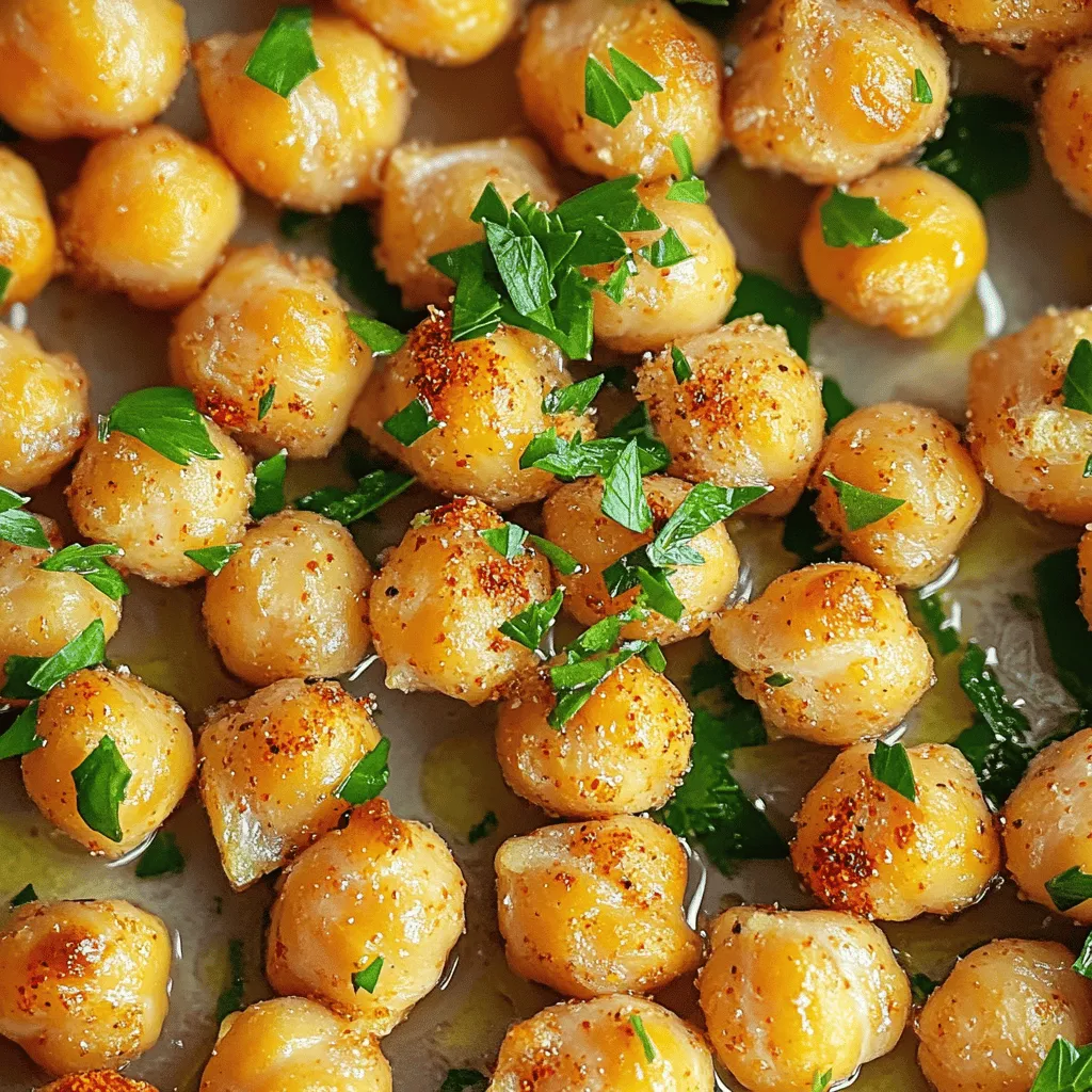 Spicy Garlic Roasted Chickpeas Crunchy Snack Treat
