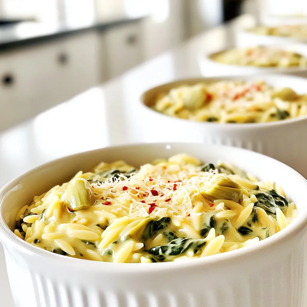 Creamy Spinach Artichoke Orzo Rich and Flavorful Dish