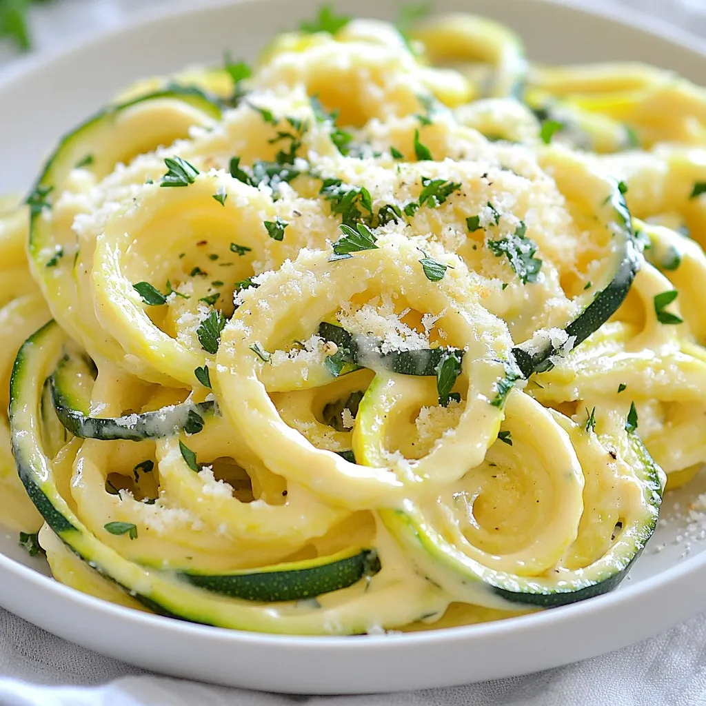 Lemon Garlic Zoodle Alfredo Creamy and Light Dish