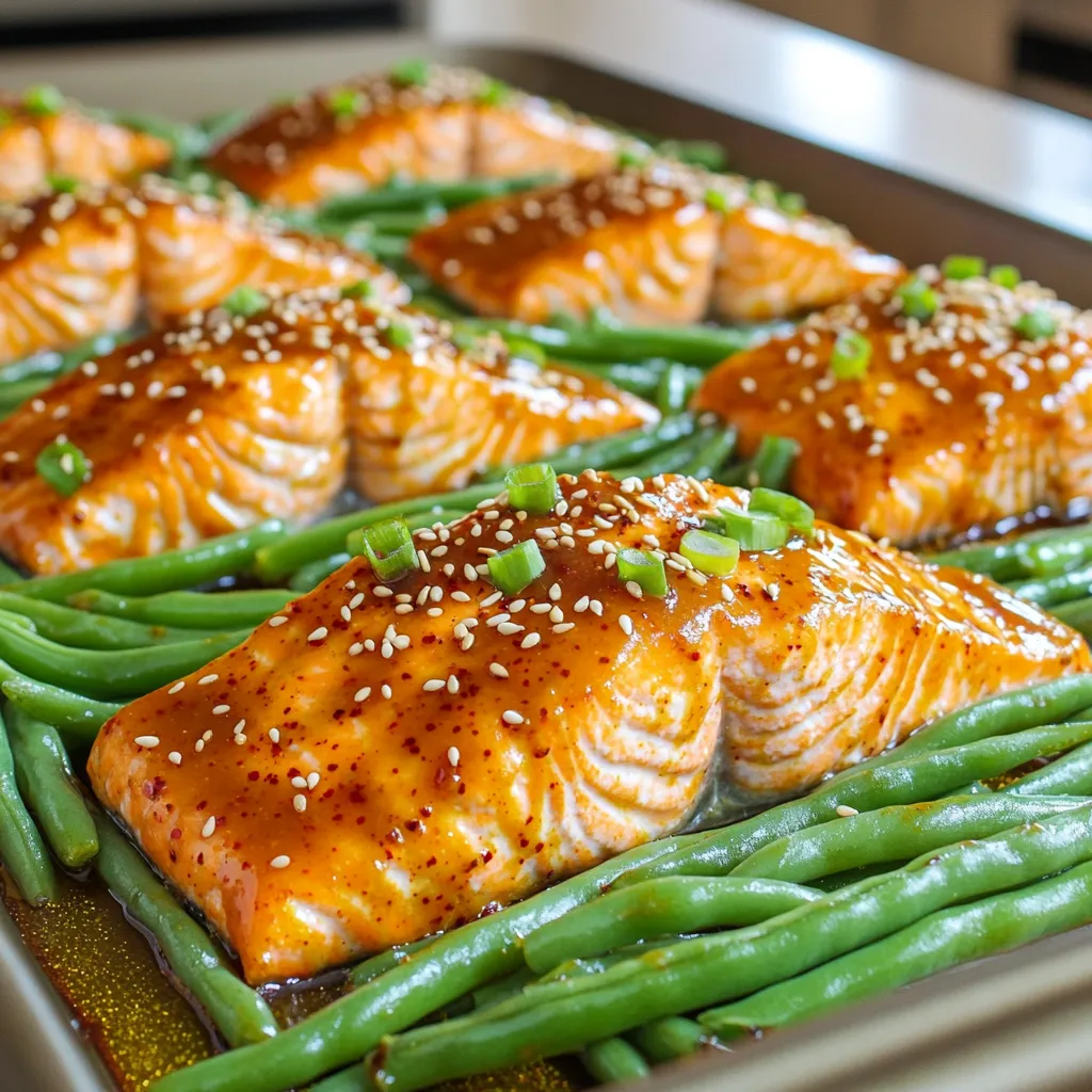Sheet-Pan Sweet Chili Salmon and Green Beans Delight