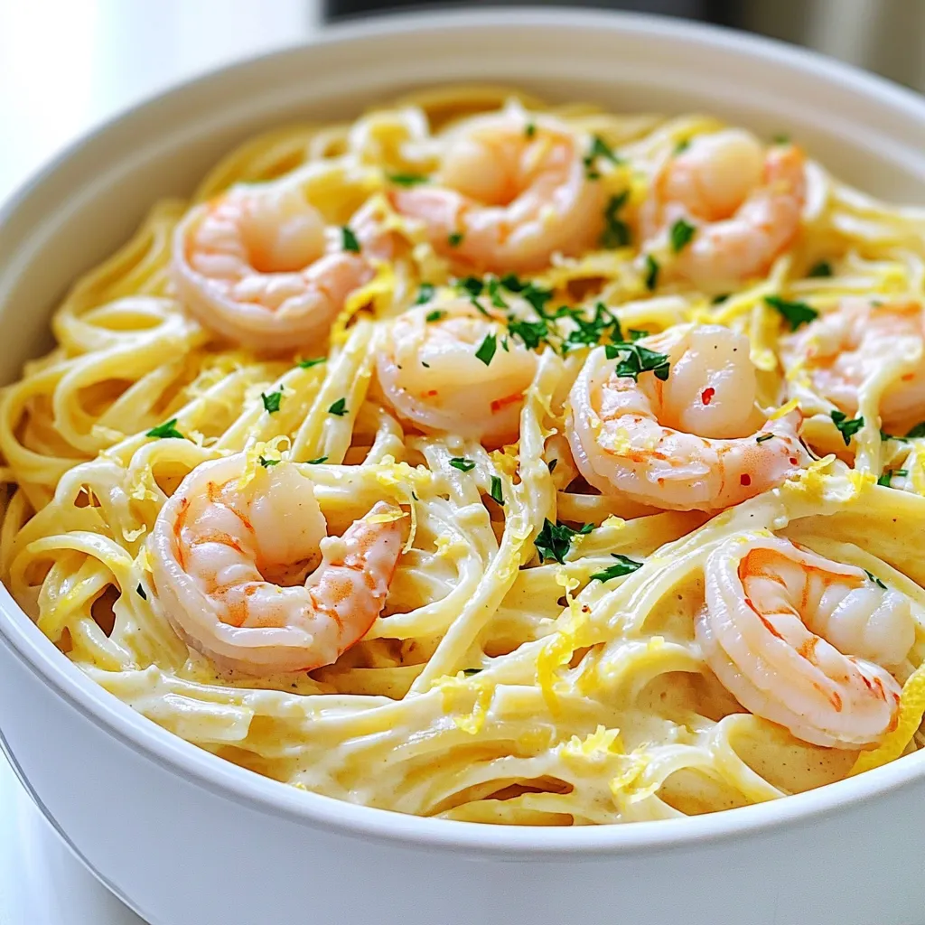 One-Pot Creamy Lemon Garlic Shrimp Pasta Delight