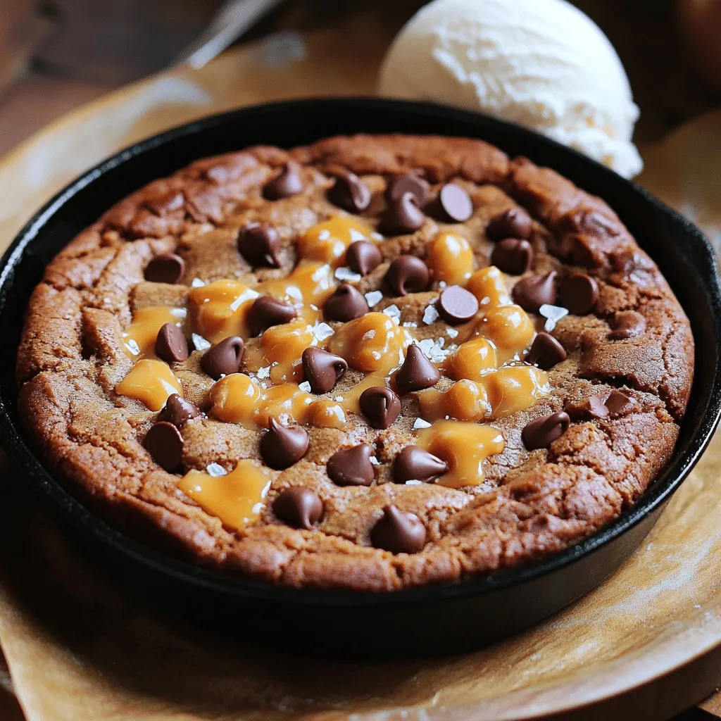 Caramel Chocolate Chip Skillet Cookie Delight