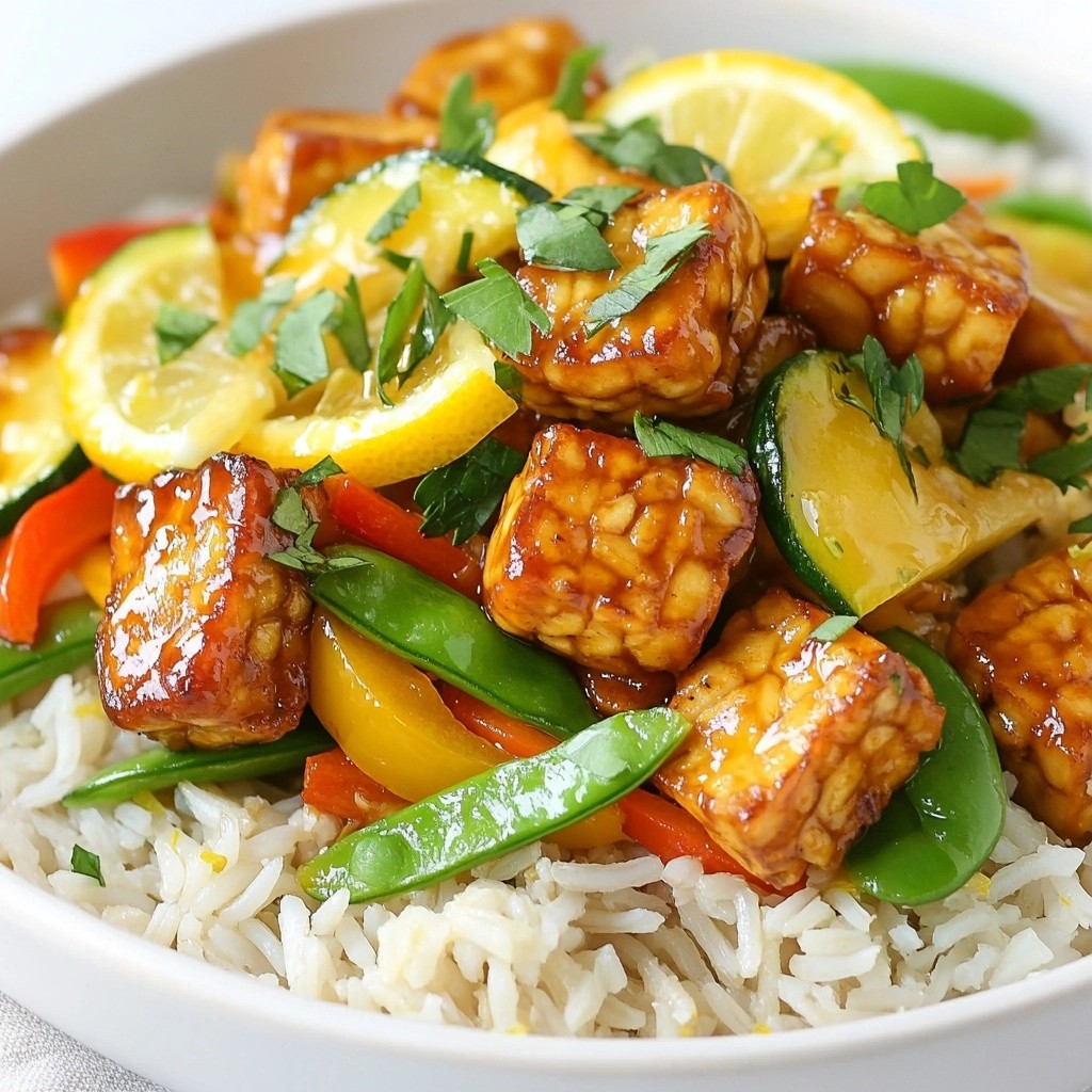 Fast weeknight dinner Lemon Herb Tempeh Stir-Fry Delight