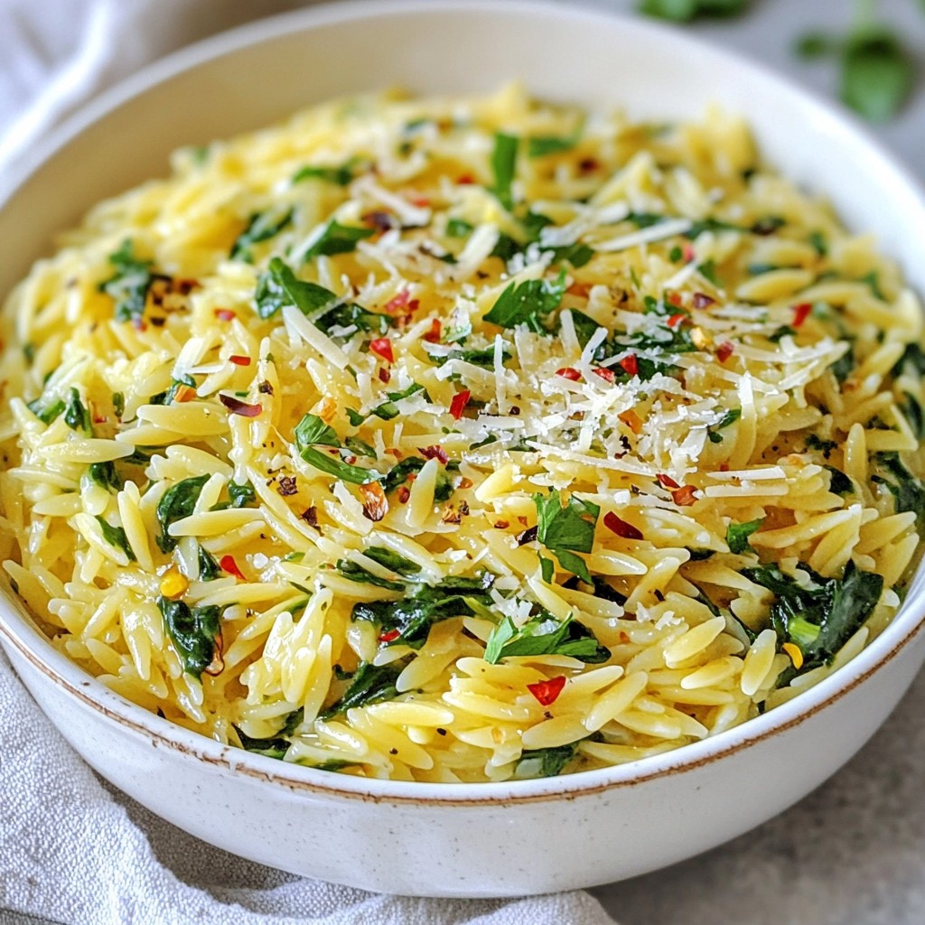 Garlic Parmesan Orzo with Spinach Flavorful Delight