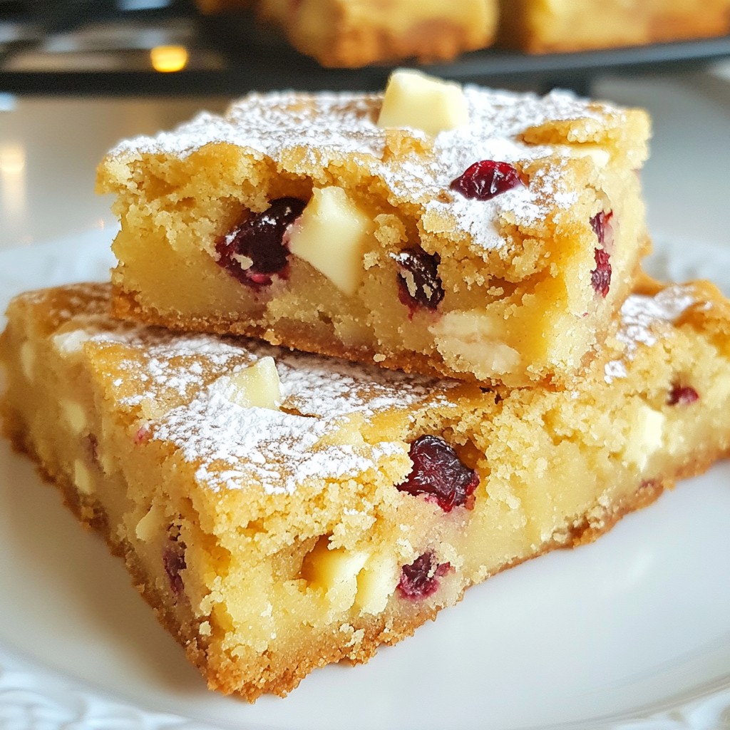 White Chocolate Cranberry Blondies Delightful Treat