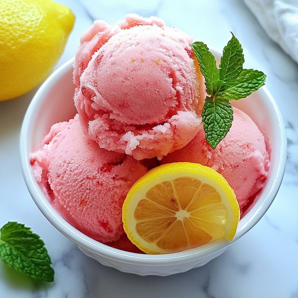 Strawberry Lemonade Sorbet Refreshing Summer Treat