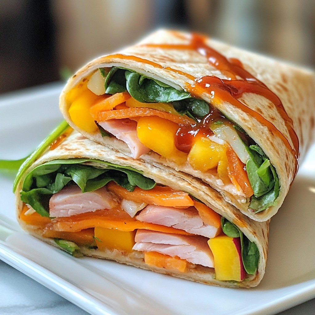 Fast Dinner BBQ Turkey Ham and Veggie Wraps Delight
