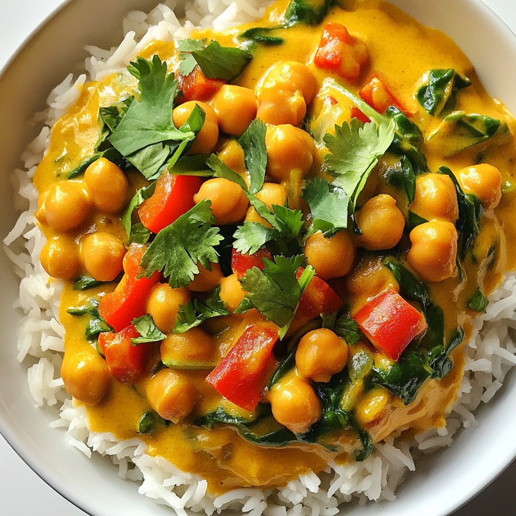 Creamy Dinner Coconut Curry Chickpeas Recipe Delight