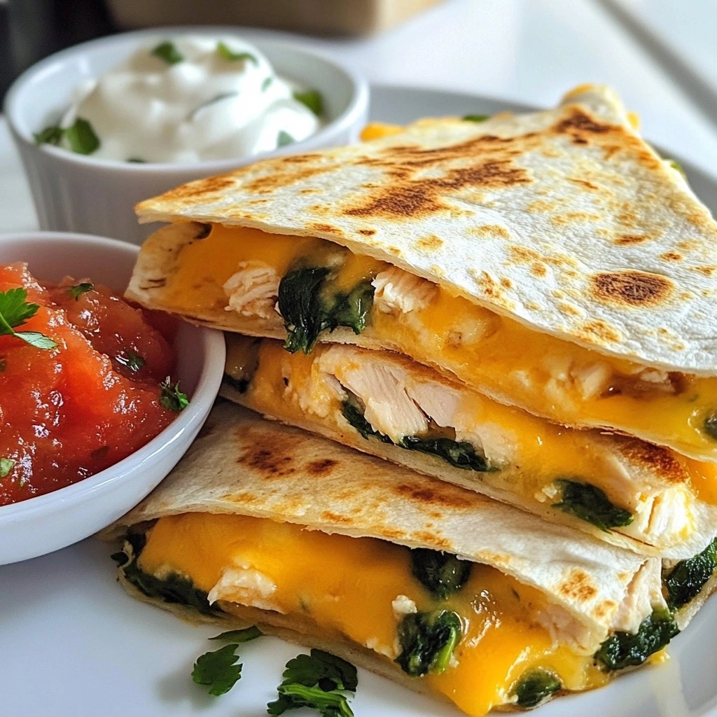 Cheesy Family Dinner Chicken and Spinach Quesadillas