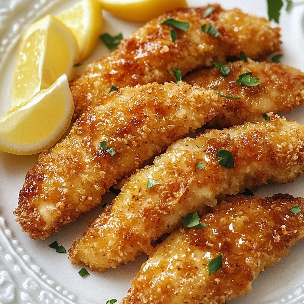 Crispy Dinner Pan-Seared Lemon Chicken Tenders Delight