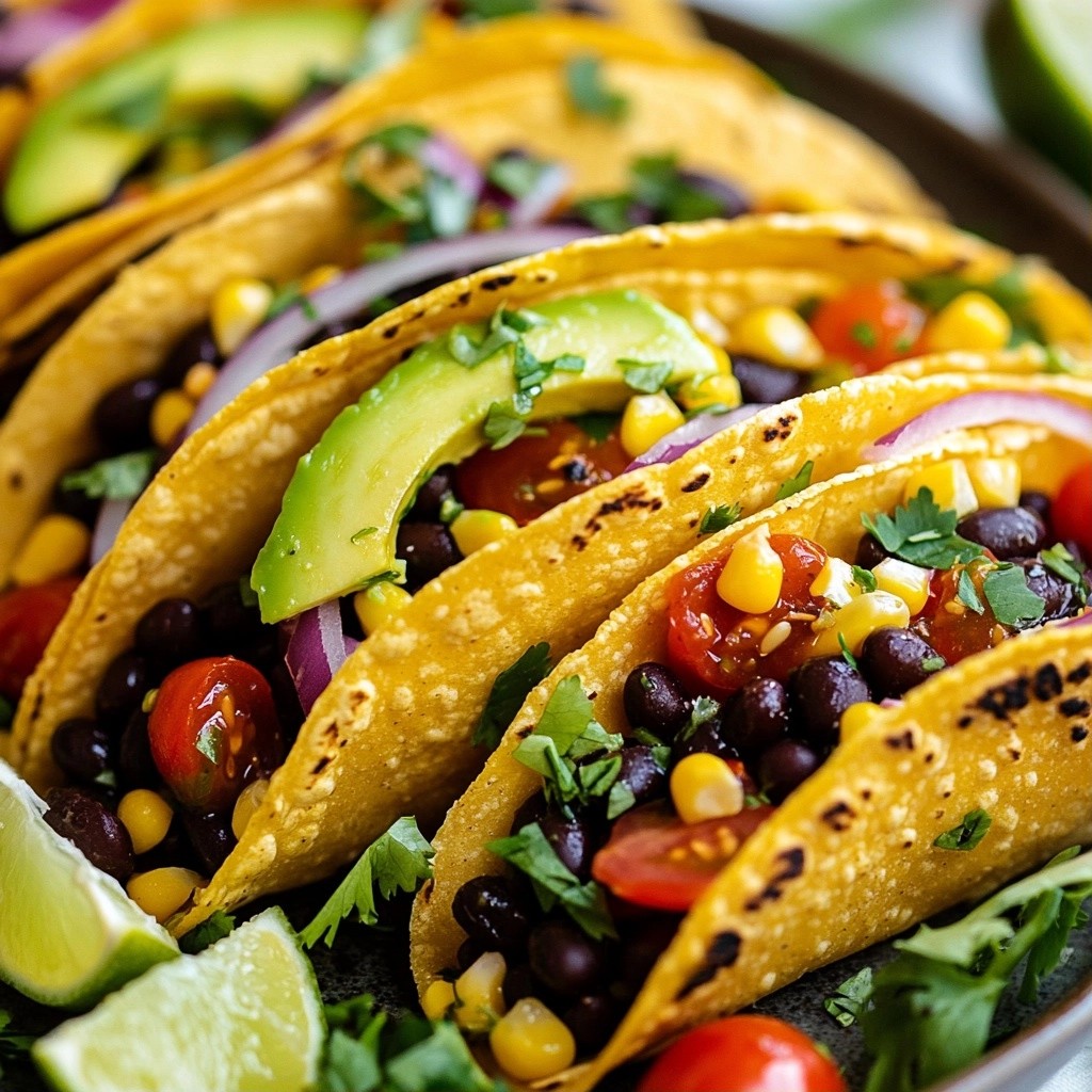 Crunchy Dinner Black Bean and Avocado Tacos Delight