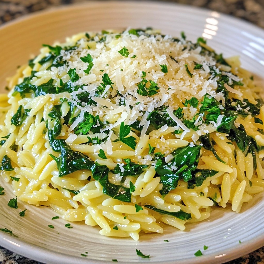 Creamy Garlic Spinach Orzo Rich and Flavorful Dish