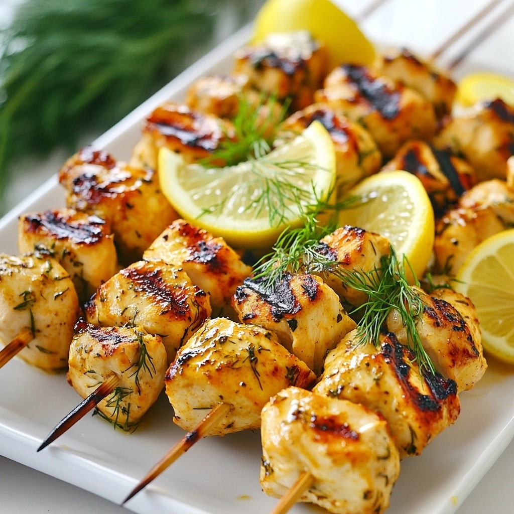 Fast Weeknight Dinner Lemon Dill Chicken Skewers Delight