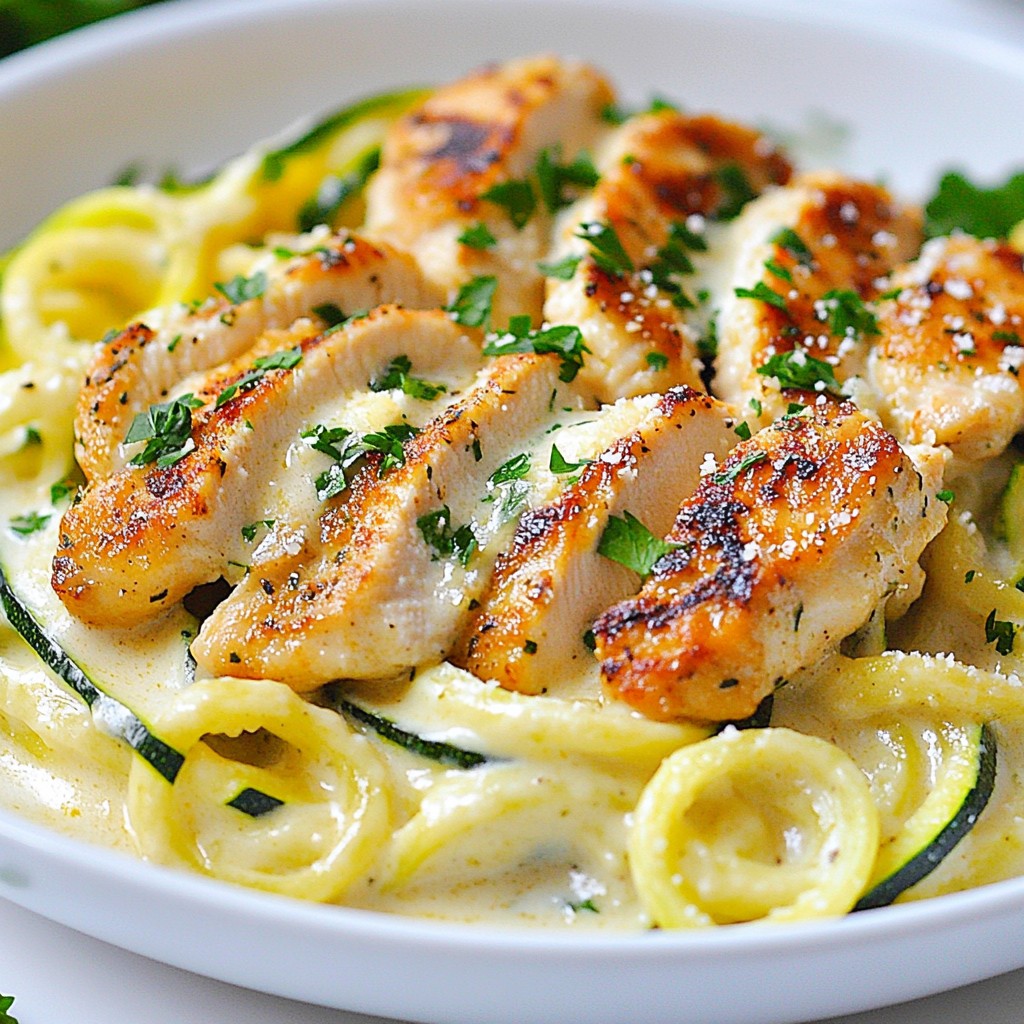 Zucchini Noodle Chicken Alfredo Pleasing Family Meal