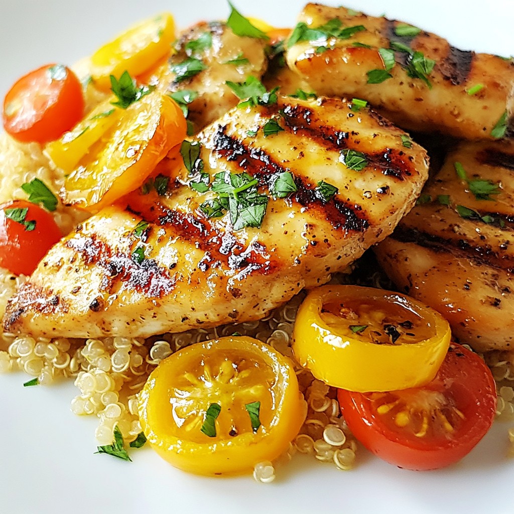 Grilled Dinner Lemon Herb Chicken with Quinoa Delight
