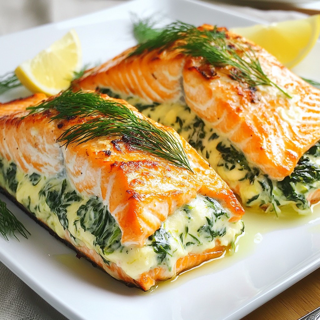 Creamy Spinach Stuffed Salmon Delicious and Easy Recipe