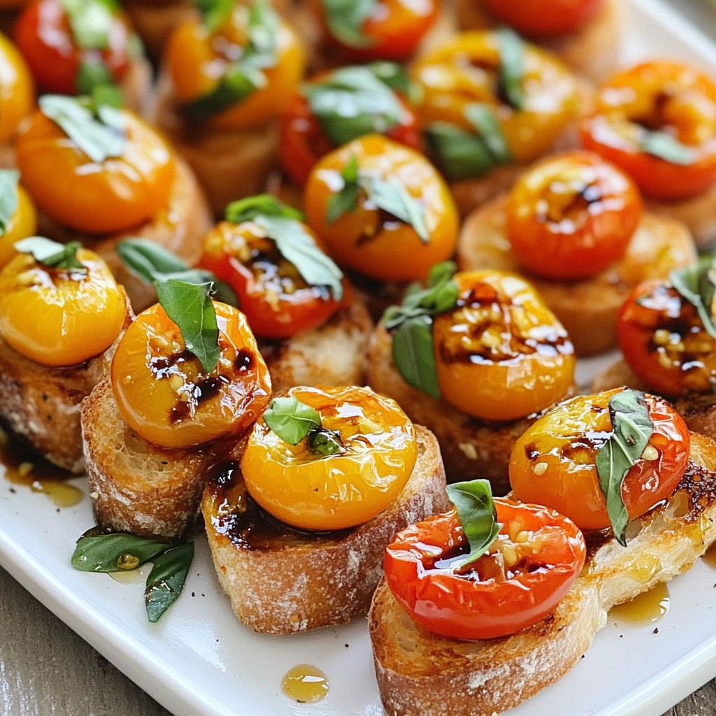Roasted Tomato Basil Bruschetta Fresh Appetizer Delight