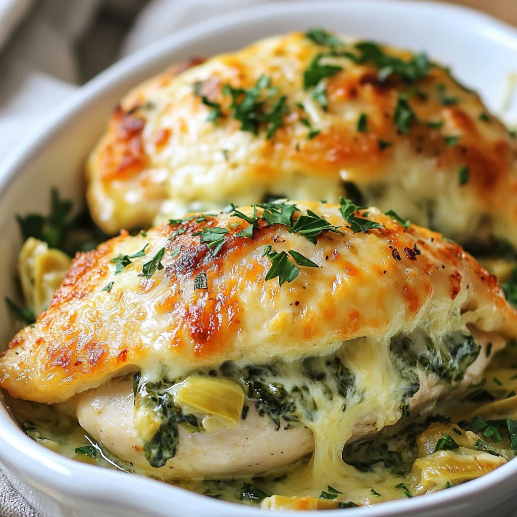 Cheesy Dinner Spinach Artichoke Stuffed Chicken Delight