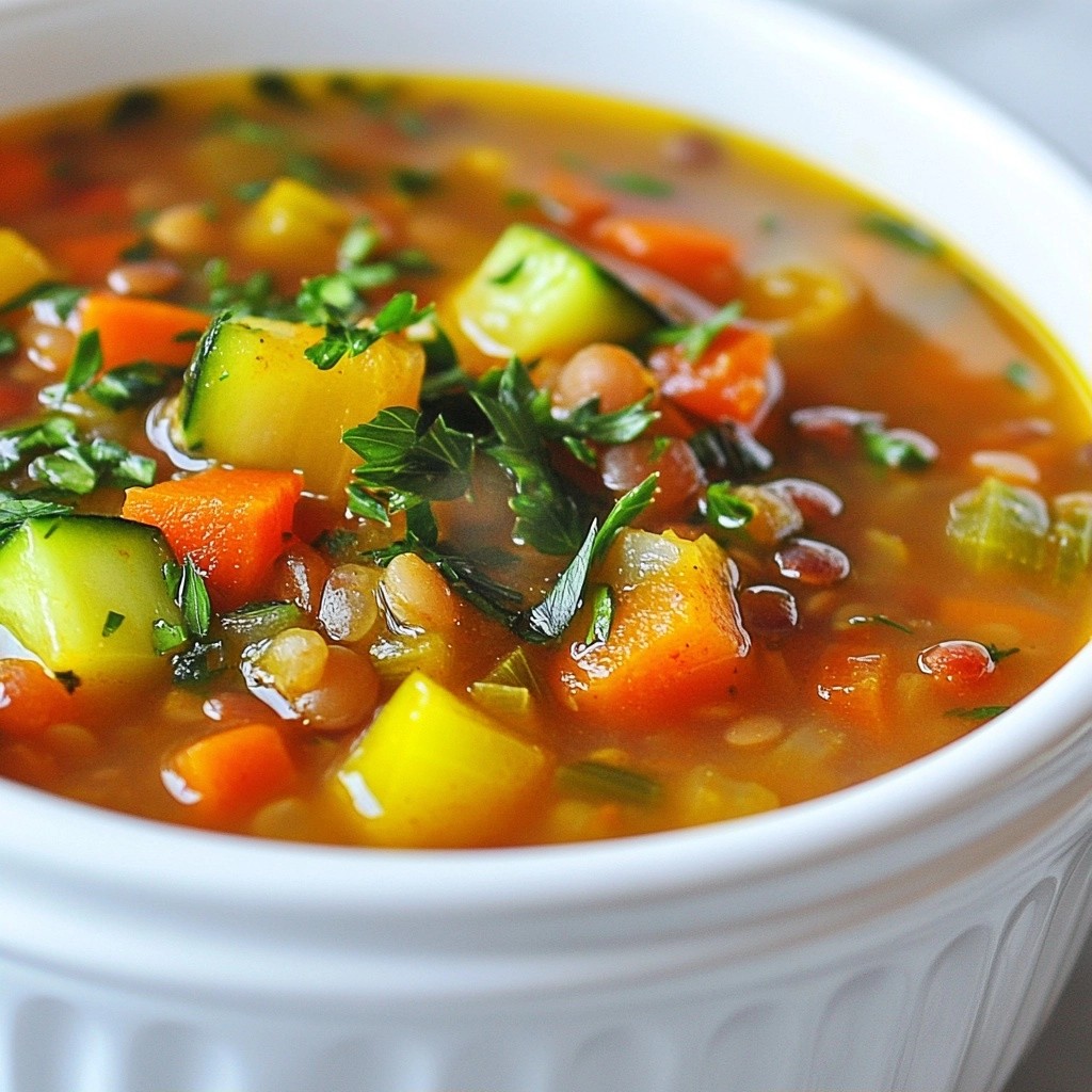 Hearty Family Dinner Vegetable Lentil Soup Delight
