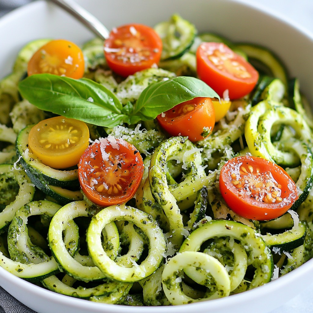 Garlic Basil Pesto Zoodles Quick and Easy Recipe