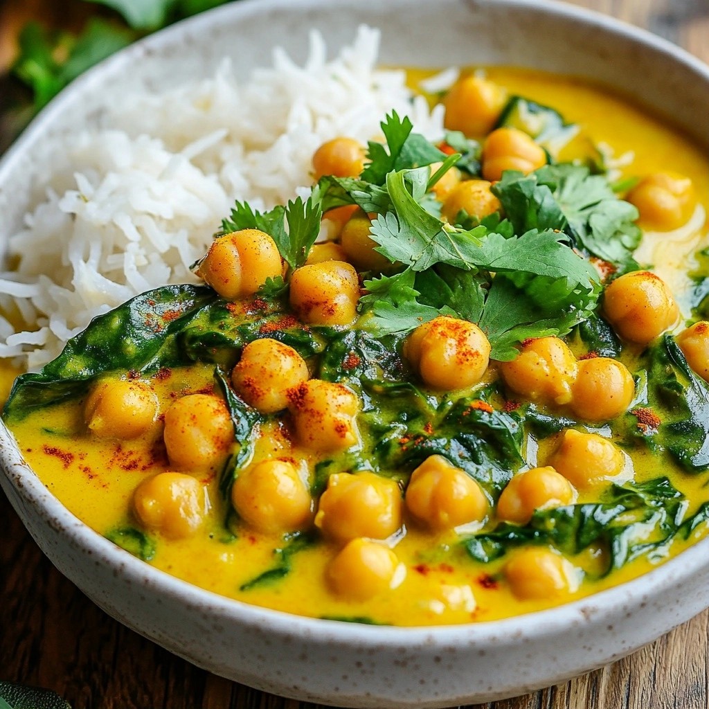 Hearty Dinner Chickpea and Spinach Curry Delight