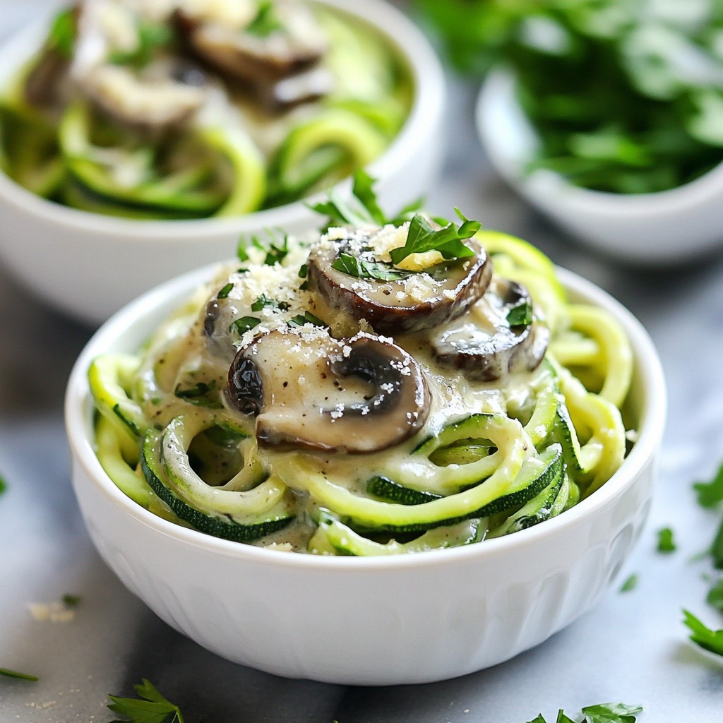 Creamy Dinner Mushroom Alfredo with Zucchini Noodles