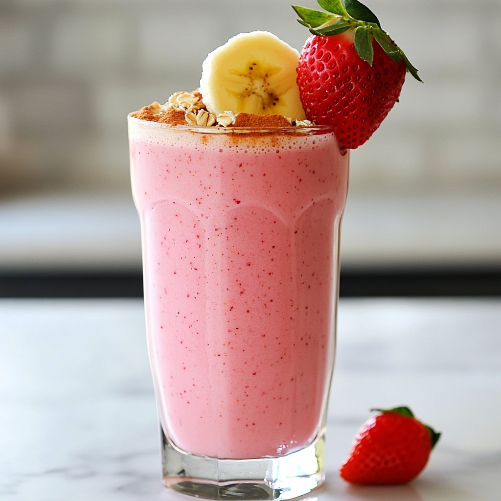 Strawberry Banana Oat Smoothie Energizing Breakfast Drink