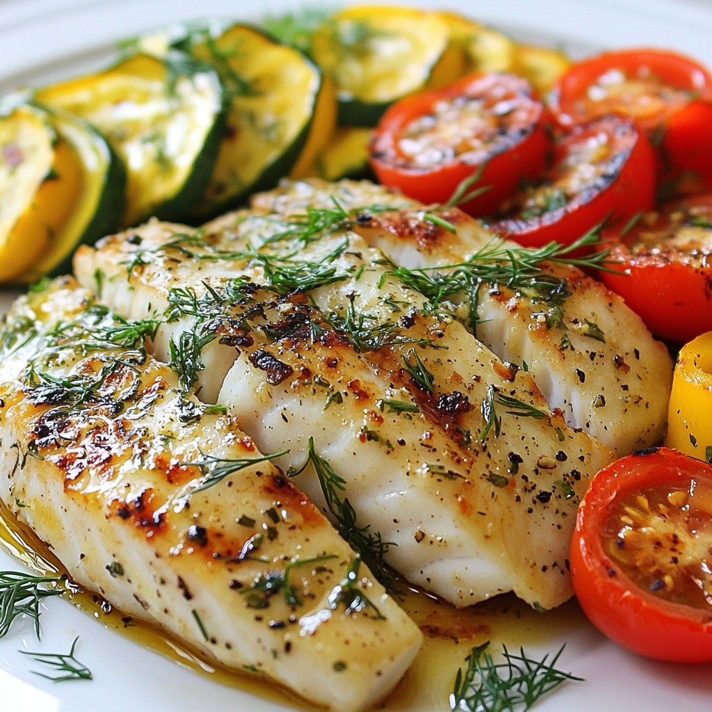 Healthy Dinner Herb Grilled Fish with Veggies Delight