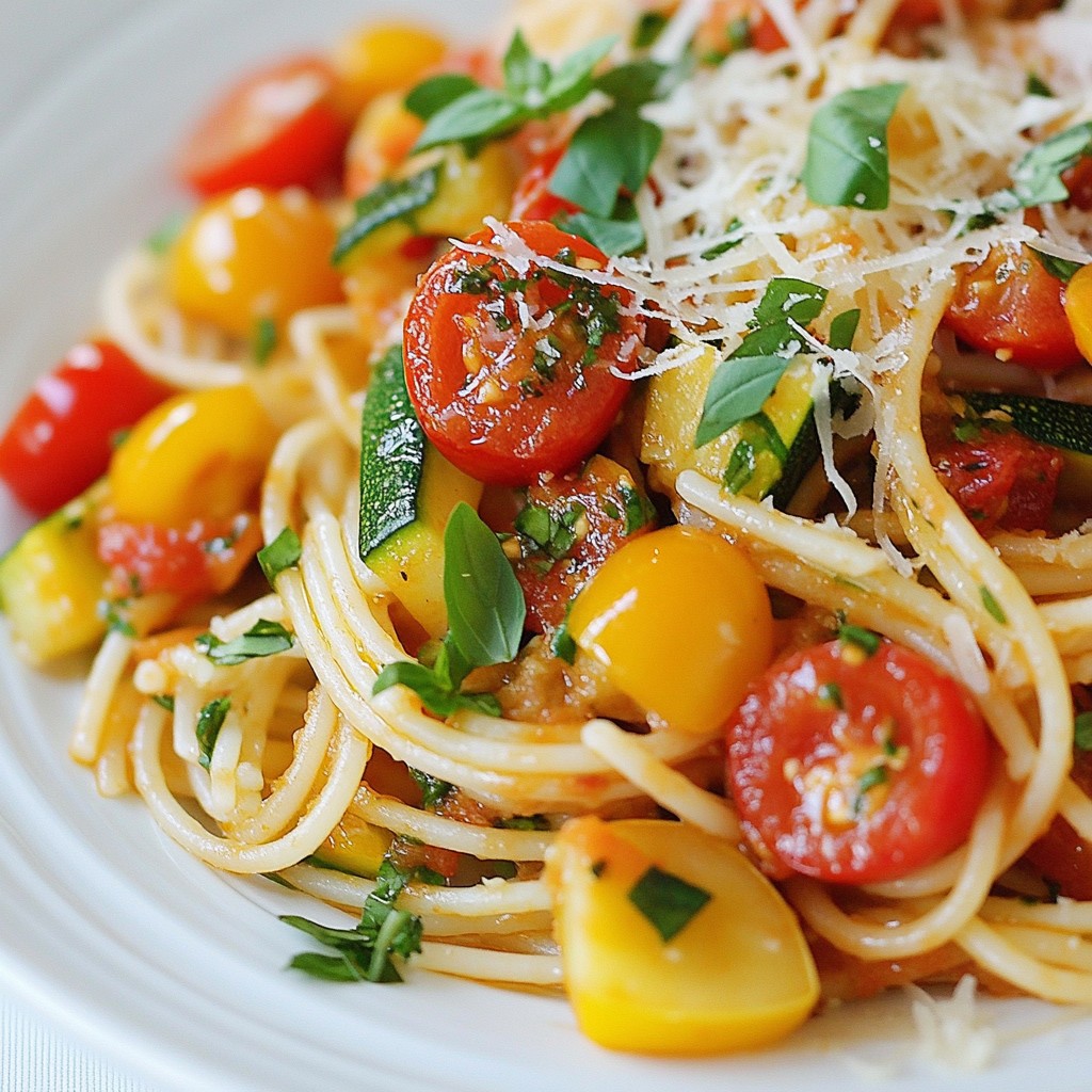 Savory dinner Spaghetti with Roasted Veggie Marinara