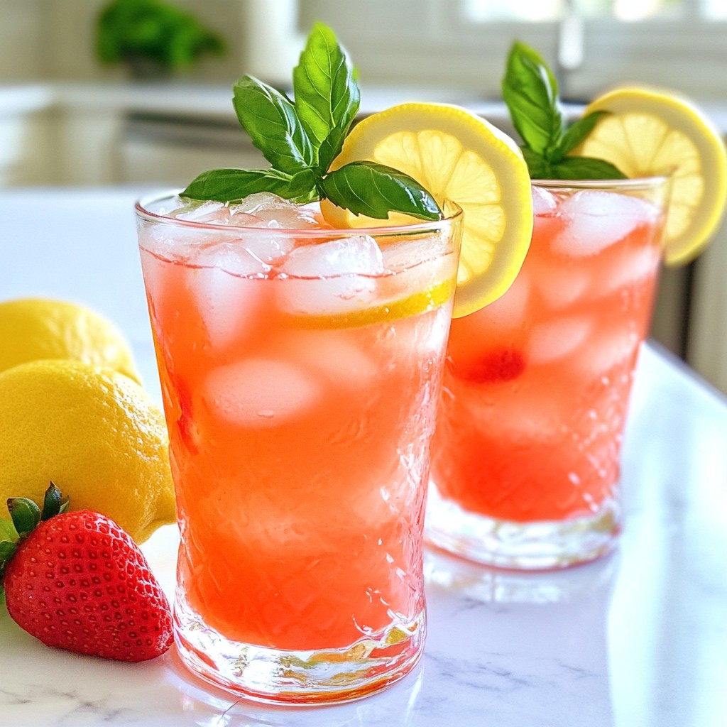 Strawberry Basil Lemonade Refreshing Summer Drink